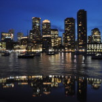 Boston Financial Center at night