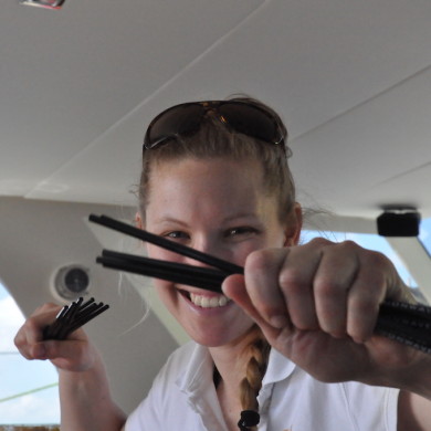 Sophie in the Galley - don't mess with the chef ;-)