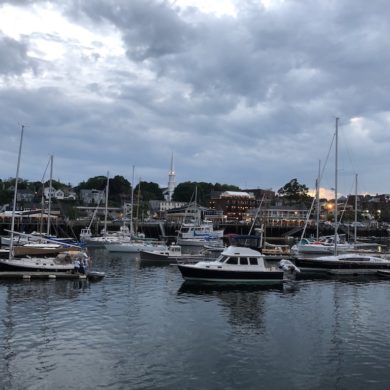 Camden inner Harbor at dusk