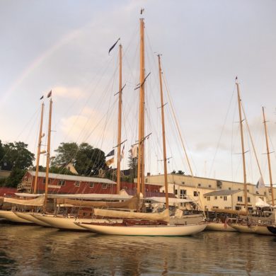 Rainbow and beautiful classic Sailing Yachts at Camden Classic Cup