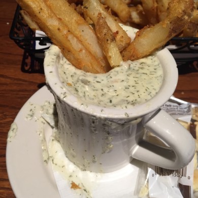 New England Clam Chowder with Fries (typical bar food)