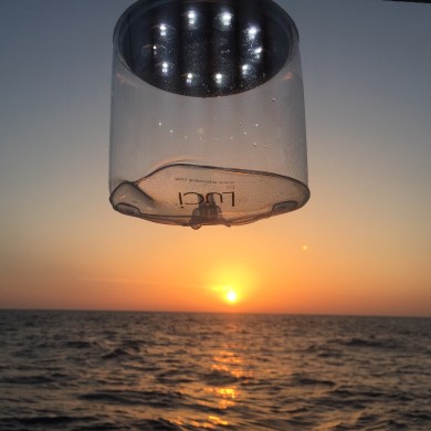 Our waterproof solar light is catching the sunset